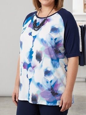 😍SHOW SPECIAL GEORGE Abstract Splotches Navy Blue Back Short Sleeve T-Shirt 3X
